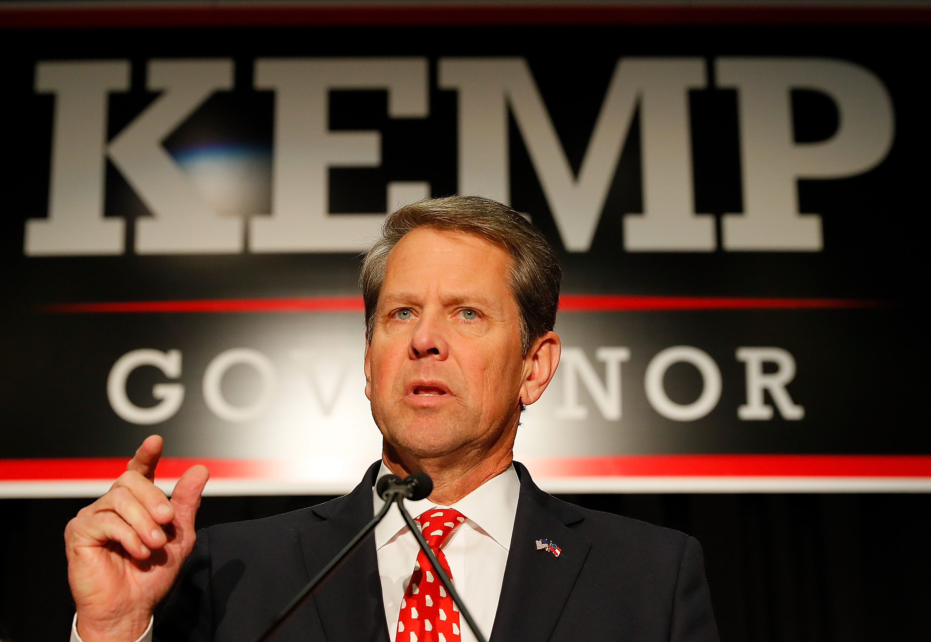 Republican Candidate For Governor Brian Kemp Attends Election Night Event In Athens, Georgia