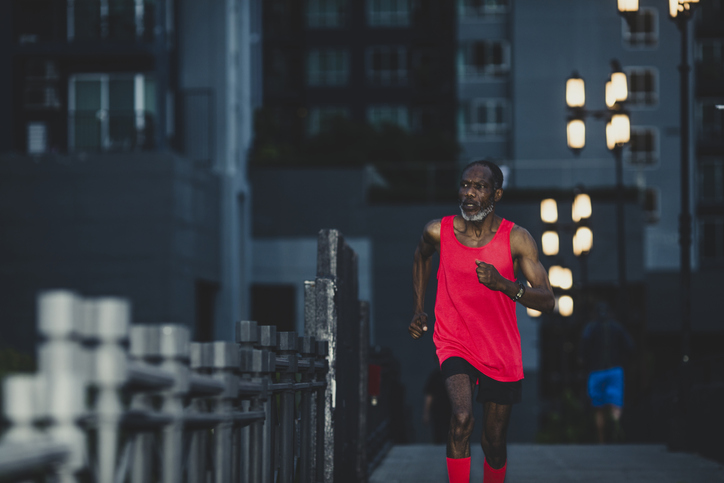 Night Jogger Flattening the Curve: a Responsible Senior Man Running in the Evening when Social Distancing is Possible