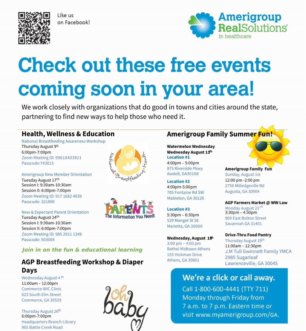 Amerigroup Statewide Events August 2021 Flyer